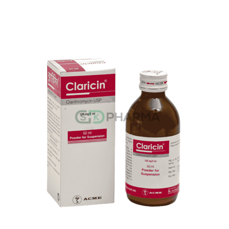 Claricin Suspension 125 mg/5 ml (Clarithromycin)