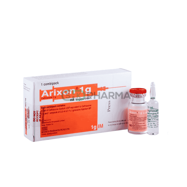Arixon Injection 1 gm/vial (Ceftriaxone Sodium)