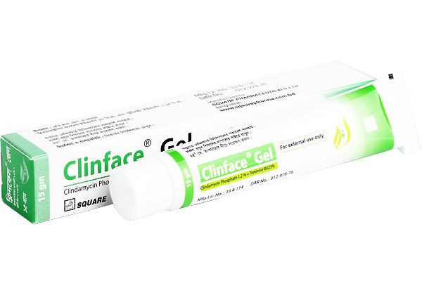 Clinface Topical Gel 15ml, Clindamycin + Tretinoin 1.2%+0.025%