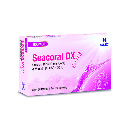 Seacoral DX Tablet, Coral Calcium + Vitamin D3 600 mg+400 IU