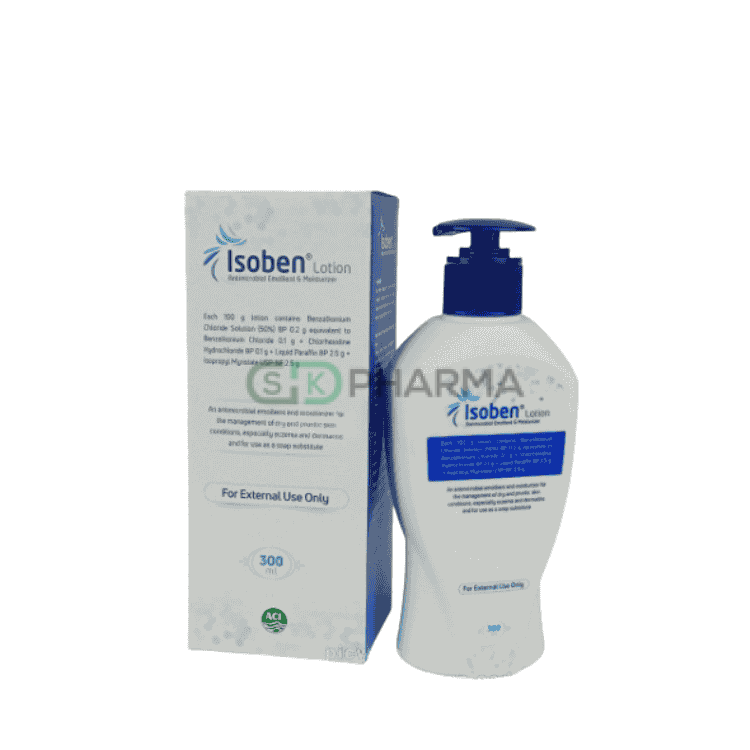 Isoben Lotion 2.5%+0.1%+0.1%+2.5% (Liquid Paraffin + Benzalkonium Chloride + Chlorhexidine + Isopropyl Myristate)