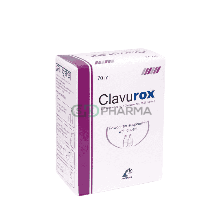 Clavurox Suspension (125 mg+31.25 mg)/5 ml (Cefuroxime Axetil + Clavulanic Acid)