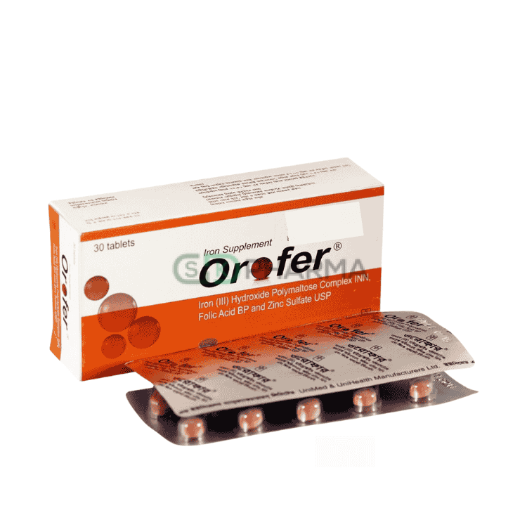 Orofer Tablet 47 mg+0.5 mg+22.5 mg (Iron Polymaltose Complex + Folic Acid + Zinc Sulfate)