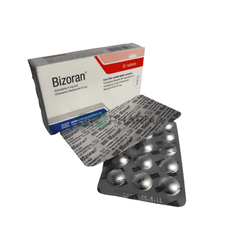 Bizoran Tablet 5 mg+20 mg (Amlodipine Besilate + Olmesartan Medoxomil)