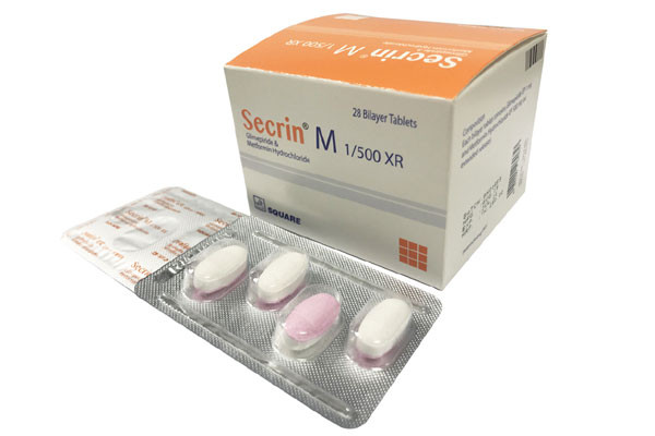 Secrin M Tablet (Extended Release), Glimepiride + Metformin 1 mg+500 mg