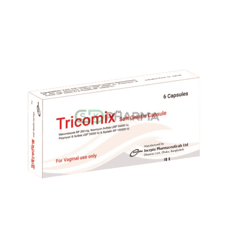 Tricomix Vaginal Suppository (Metronidazole + Neomycin Sulphate + Polymyxin B + Nystatin)