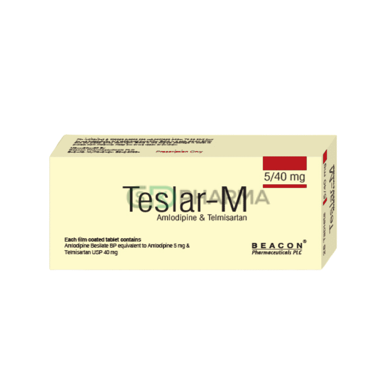 Teslar-M Tablet 5 mg+40 mg (Amlodipine Besilate + Telmisartan)