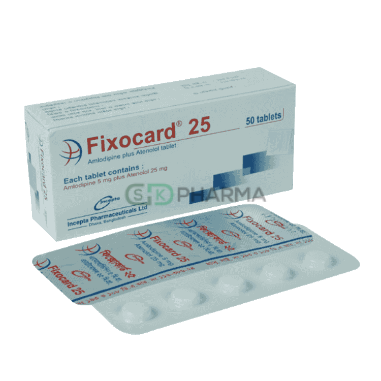 Fixocard Tablet 5 mg+25 mg (Amlodipine Besilate + Atenolol)