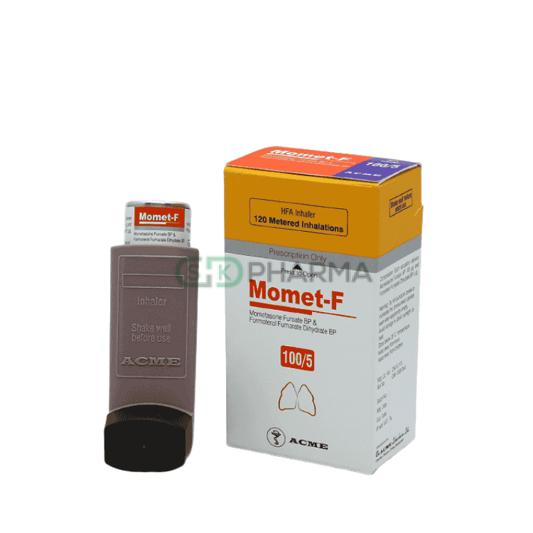Momet-F Inhaler (100 mcg+5 mcg)/puff (Mometasone Furoate + Formoterol Fumarate)