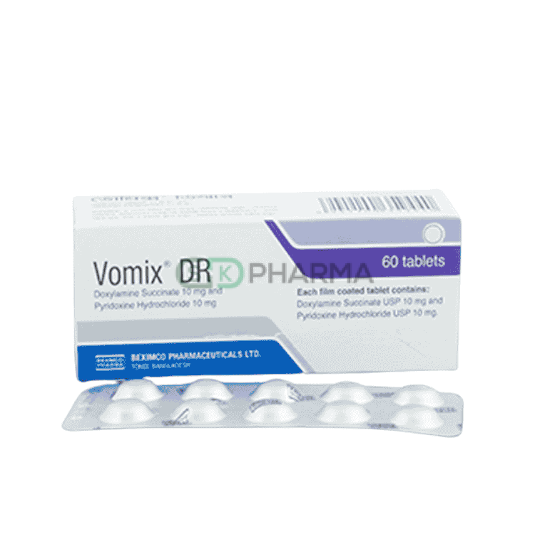 Vomix DR Tablet 10 mg+10 mg (Pyridoxine Hydrochloride + Doxylamine Succinate)