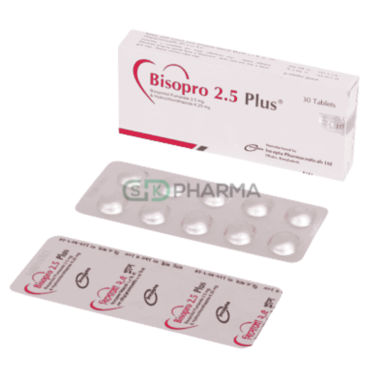 Bisopro Plus Tablet 2.5 mg+6.25 mg (Bisoprolol Fumarate + Hydrochlorothiazide)