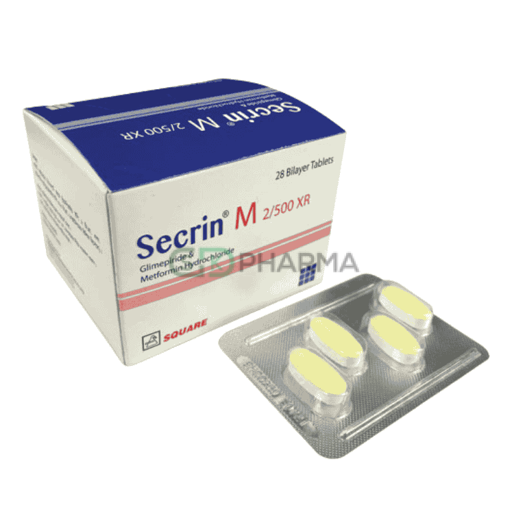 Secrin M Tablet 2 mg+500 mg (Glimepiride + Metformin)