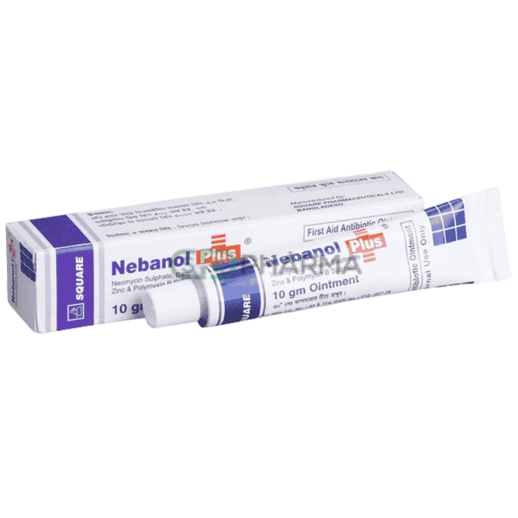 Nebanol Plus Ointment (3.5 mg+400 IU+5000 IU)/gm (Neomycin Sulfate + Bacitracin Zinc + Polymyxin B Sulfate)