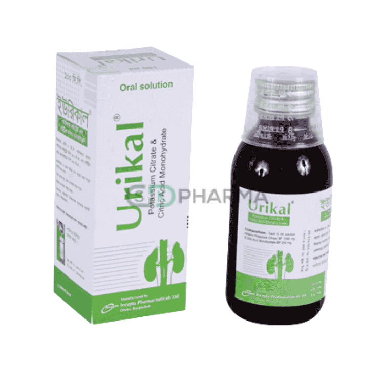 Urikal Oral Solution (1500 mg+250 mg)/5 ml (Potassium Citrate + Citric Acid)