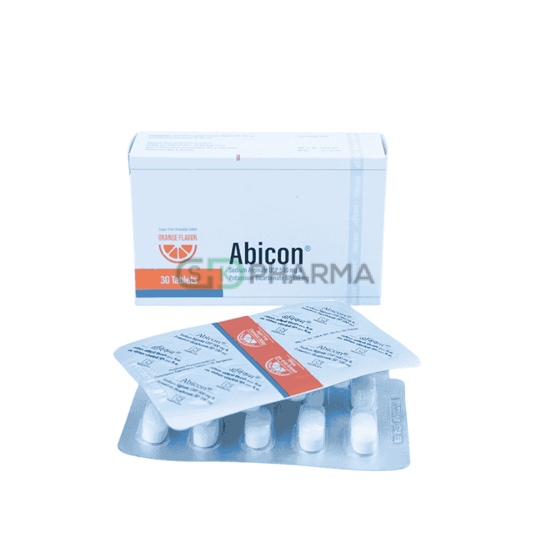 Abicon Chewable Tablet 500 mg+100 mg (Sodium Alginate + Potassium Bicarbonate)