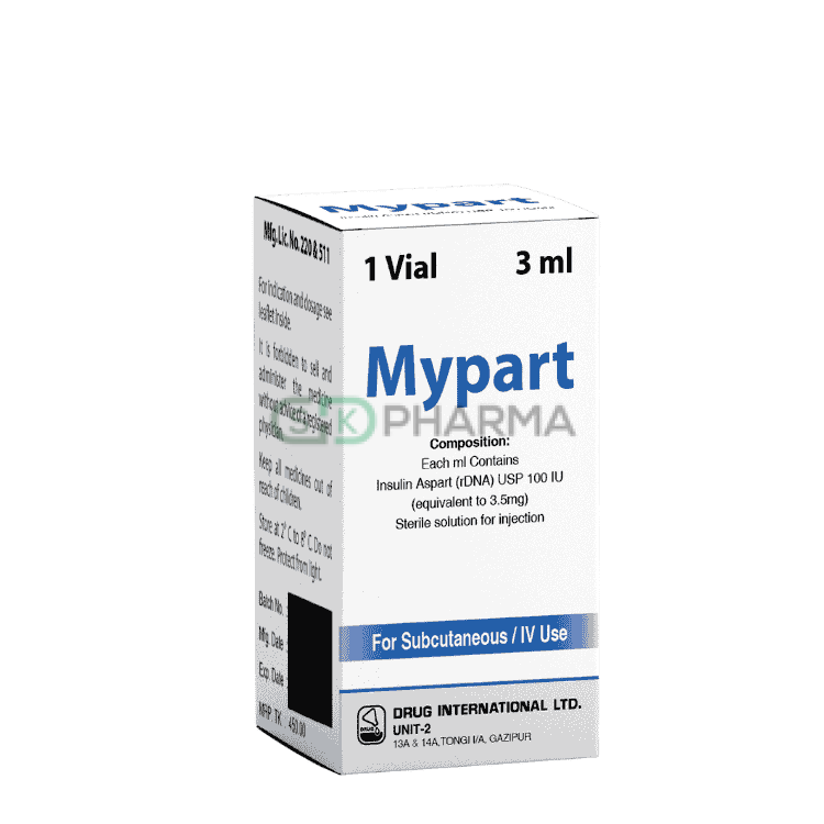 Mypart Injection 100 IU/ml (Insulin Aspart [Protamine Crystallised])