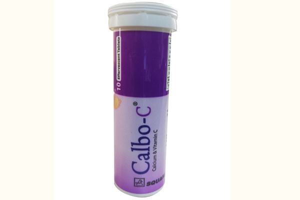 Calbo-C Effervescent Tablet, Calcium Lactate Gluconate + Calcium Carbonate + Vitamin C 1000 mg+327 mg+500 mg
