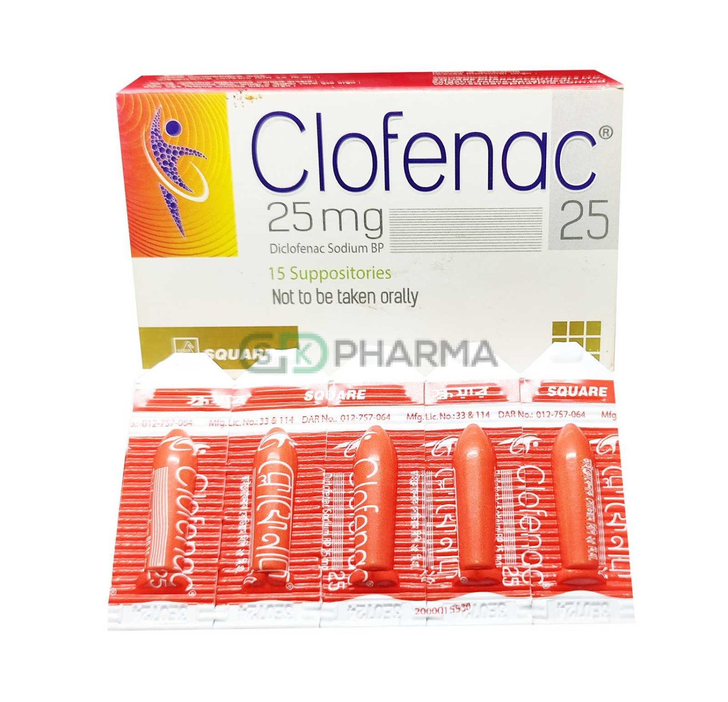 Clofenac Suppository 25 mg (Diclofenac Sodium)