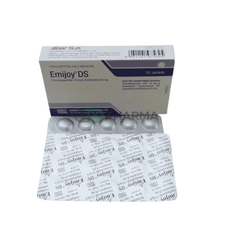 Emijoy DS Tablet 25 mg+10 mg (Amitriptyline Hydrochloride + Chlordiazepoxide)