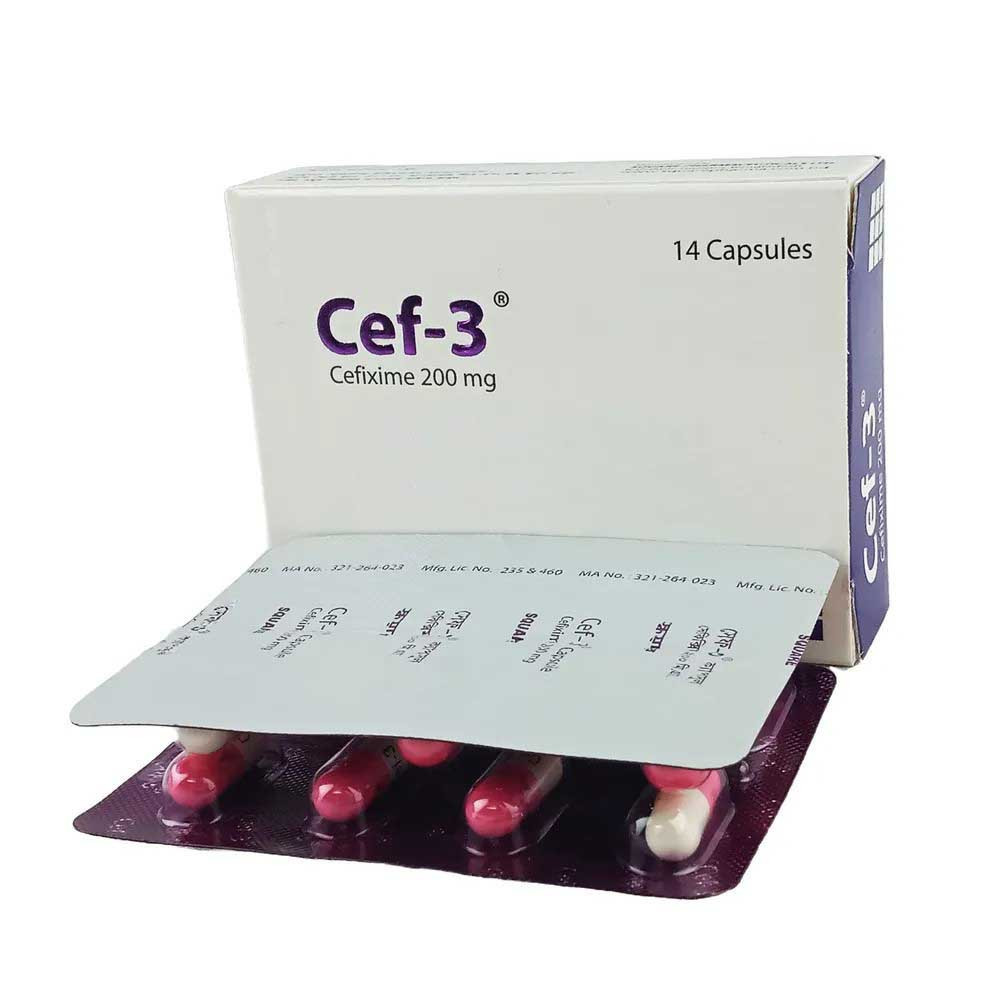 Cef-3 Capsule, Cefixime Trihydrate 200 mg