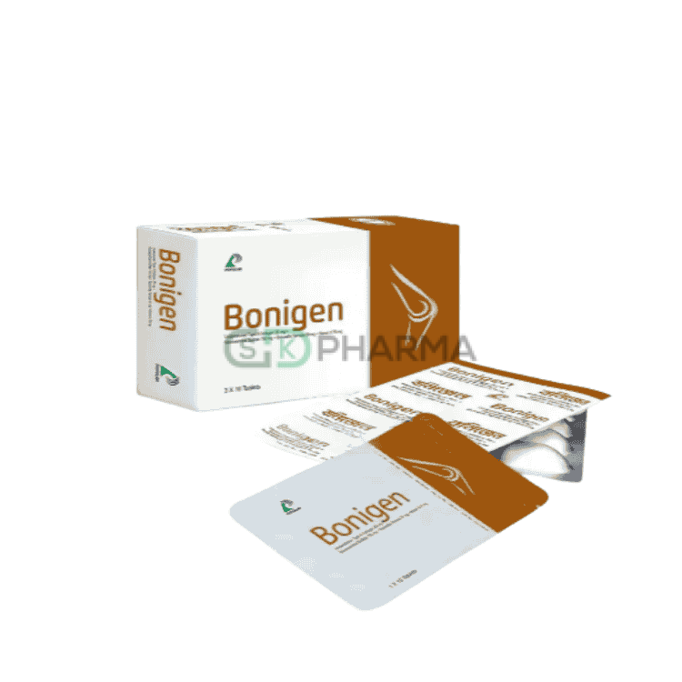 Bonigen Tablet 20 mg+750 mg+50 mg+0.75 mg (Undenatured Type II Collagen + Glucosamine sulfate + Boswellia serrata + Boron)