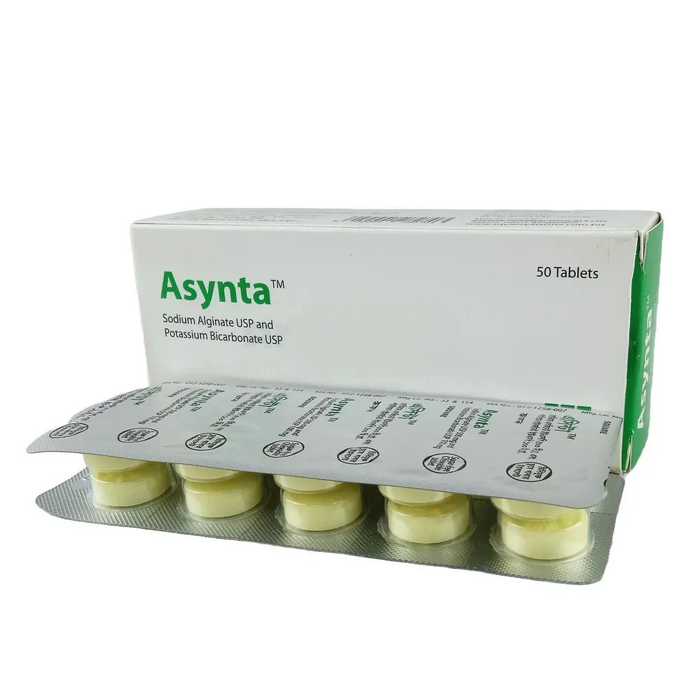 Asynta Chewable Tablet , Sodium Alginate + Potassium Bicarbonate 500 mg+100 mg