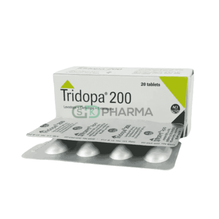 Tridopa Tablet 200 mg+50 mg+200 mg (Levodopa + Carbidopa + Entacapone)