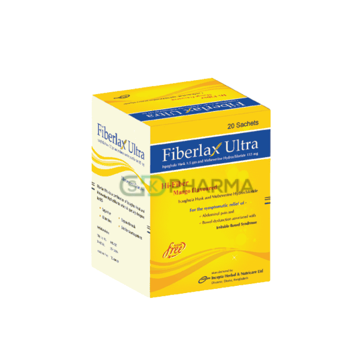 Fiberlax Ultra Eff. Granules (3.5 gm+135 mg)/sachet (Ispaghula Husk + Mebeverine Hydrochloride)