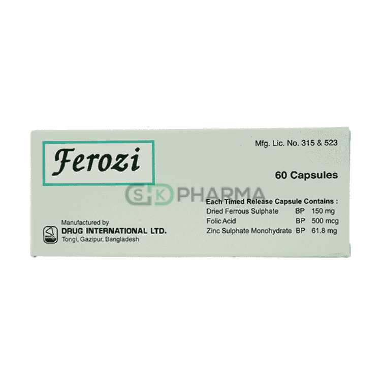 Ferozi Capsule 150 mg+0.5 mg+61.8 mg (Ferrous Sulfate + Folic Acid + Zinc Sulfate)
