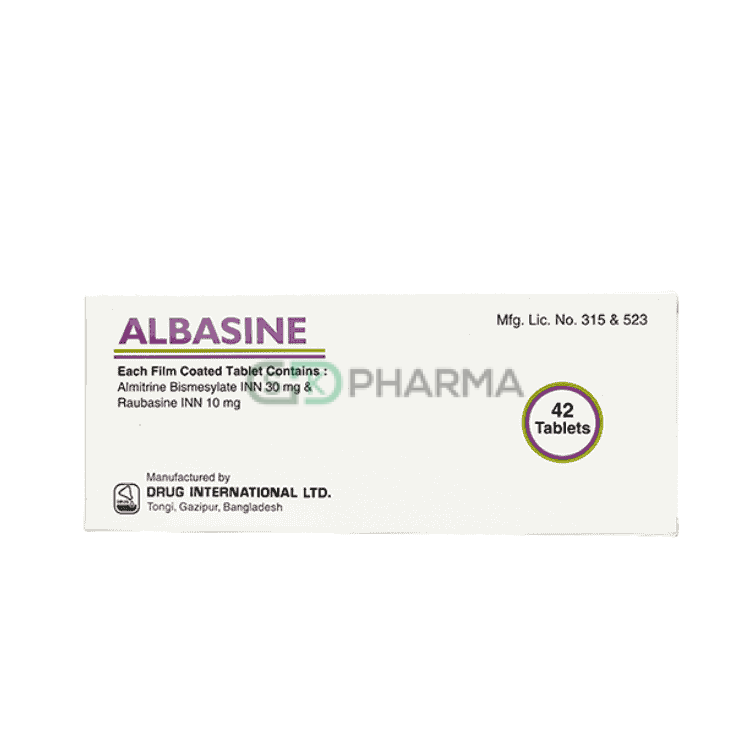 Albasine Tablet 30 mg+10 mg (Almitrine Bismesylate + Raubasine)