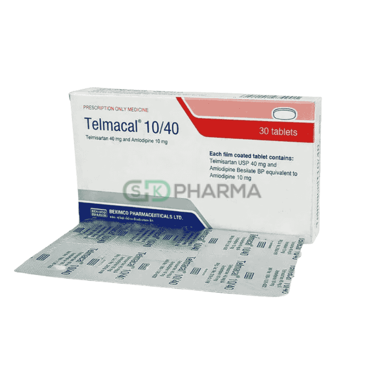 Telmacal Tablet 10 mg+40 mg (Amlodipine Besilate + Telmisartan)