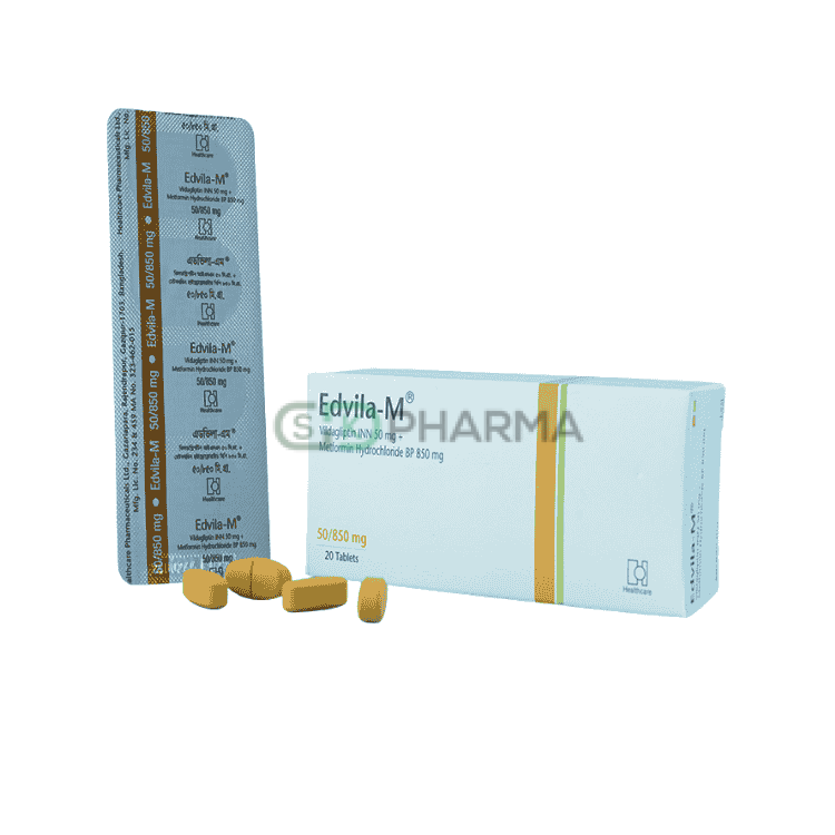 Edvila-M Tablet 50 mg+850 mg (Vildagliptin + Metformin Hydrochloride)