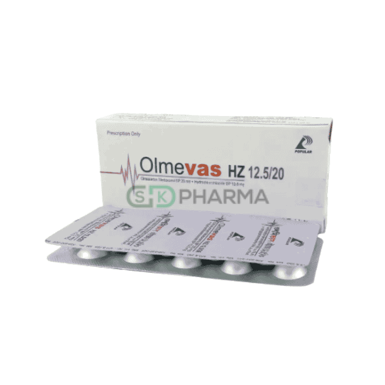 Olmevas HZ Tablet 20 mg+12.5 mg (Olmesartan Medoxomil + Hydrochlorothiazide)