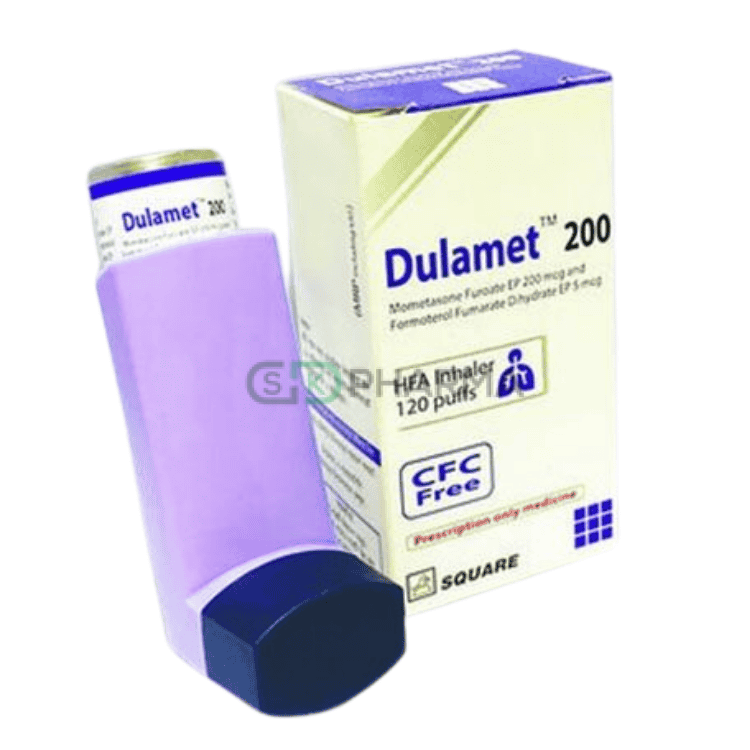 Dulamet Inhaler (200 mcg+5 mcg)/puff (Mometasone Furoate + Formoterol Fumarate)