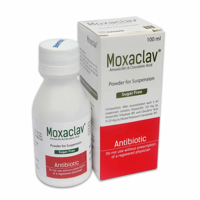 Moxaclav Powder for Suspension 100ml, Amoxicillin + Clavulanic Acid (125 mg+31.25 mg)/5 ml