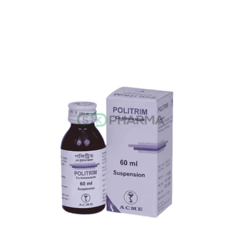 Politrim Suspension (200 mg+40 mg)/5 ml (Sulphamethoxazole + Trimethoprim)