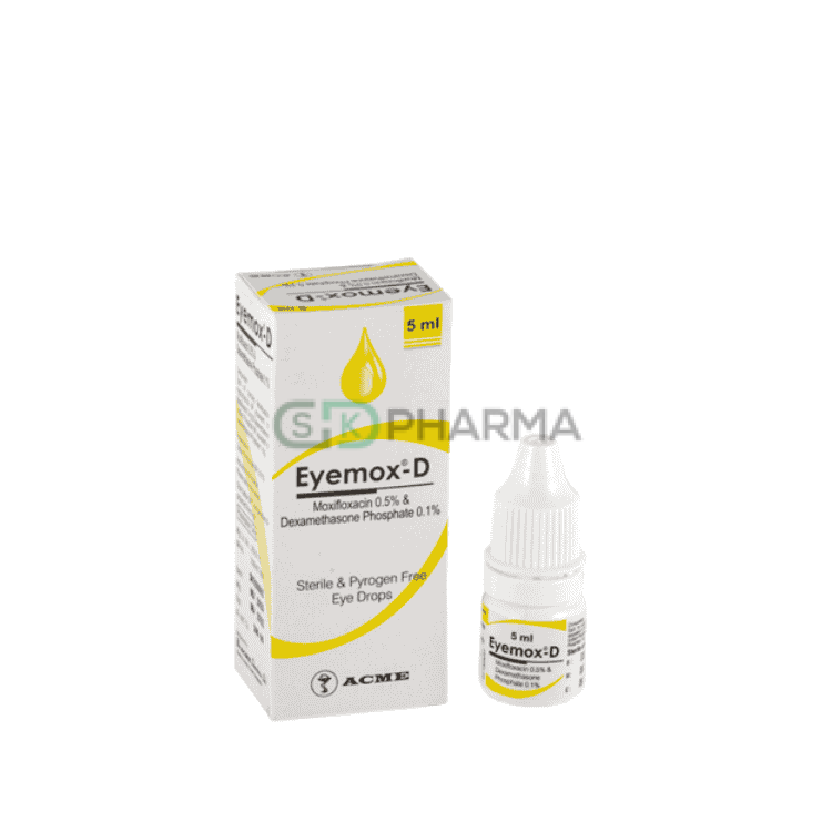 Eyemox-D Eye Drop 0.5%+0.1% (Moxifloxacin Hydrochloride + Dexamethasone)