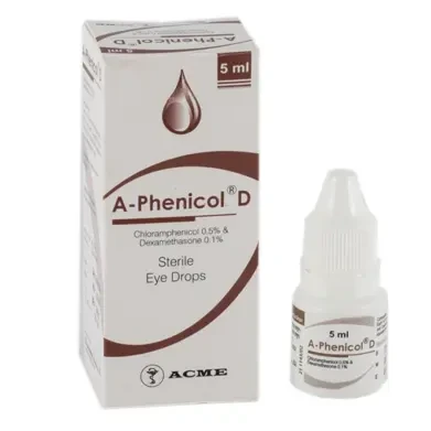 A-Phenicol D Ophthalmic Solution 5 ml drop, Dexamethasone + Chloramphenicol 0.1%+0.5%